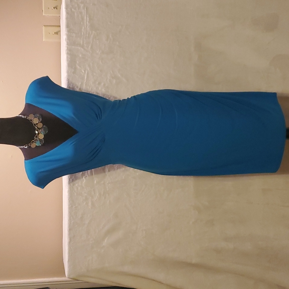 Ralph Lauren Teal Blue Cap Sleeve Midi Dress